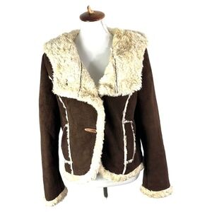 Xhilaration Y2K Shearling Faux Fur & Suede Penny Lane Jacket SZ L